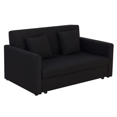 HOMCOM Divano Letto 2 Posti in Policotone con Spazio Portaoggetti Grigio - Immagine 1 di 4