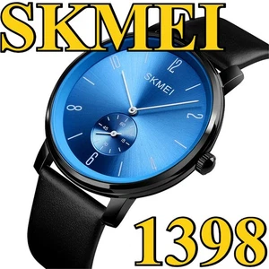 SKMEI Men's Fashion Quartz Watch - Male Leather Strap Business Wristwatch - Picture 1 of 7
