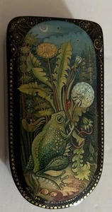 Unikat signierte Vintage russische Lackdose handbemalt Frosch - Bild 1 von 11