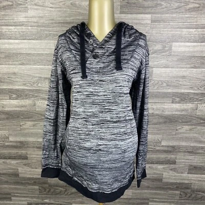 CABELA'S Button V-Neck Pullover Gray Print Hooded Sweatshirt Women's Size Medium - Image 1 of 4