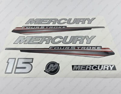 Mercury 15 hp Four Stroke 2013-2017 RED outboard engine decals sticker - Image 1 of 4