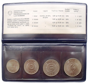 YUGOSLAVIA 4 COIN SET 1970 - 1976 FAO - UNC COMMEMORATIVE IN SPECIAL BLISTER