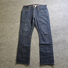 Eddie Bauer Jeans Men 32x32 Blue Blanket Line Buffalo Plaid Straight Leg Outdoor
