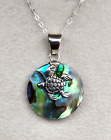 Abalone Shell Sea Turtle Pendant in 925 Sterling Silver on 18 In. Sterling Chain