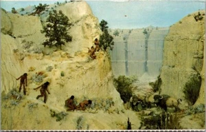 Diorama of EARLY MAN IN THE NEW WORLD Big Game Hunt FOLSOM, New Mexico Postcard - Picture 1 of 2