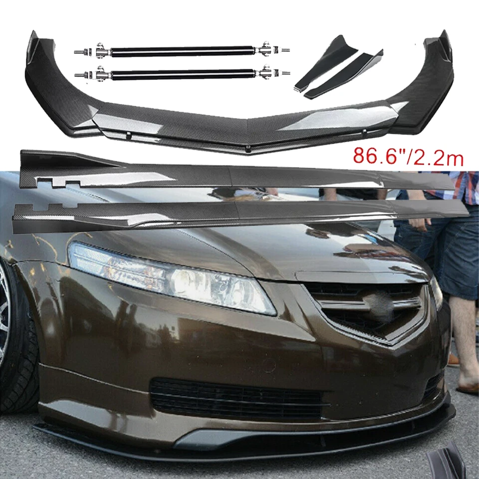 Carbon Fiber Front Bumper Lip Spoiler Side Skirt Body Kits For Acura TL 04-08 Foto 1 de 4