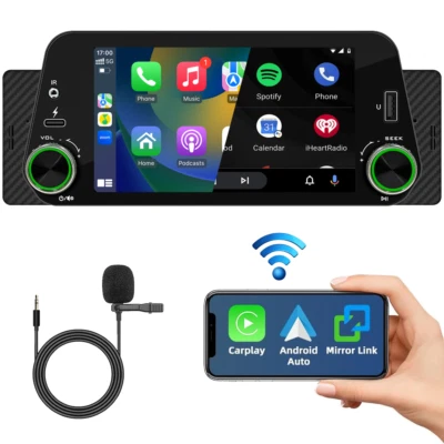 5" 1DIN Autoradio Wireless CarPlay Touchscreen Bluetooth5.0 USB FM RDS+Mikrofon - Bild 1 von 4