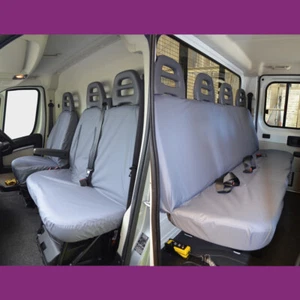 Furgoneta de doble cabina Fiat Ducato 2006-2021 gris impermeable cubiertas de asiento de 7 plazas - Imagen 1 de 5