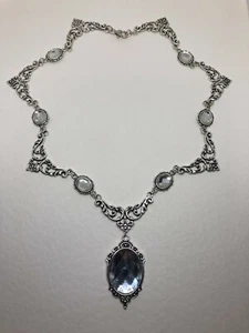 IMPRESIONANTE COLLAR PLATEADO TRANSPARENTE ESTILO VICTORIANO FILIGRANA REAL RFN - Imagen 1 de 9
