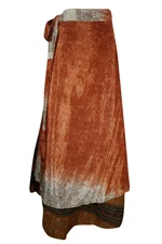 Bohemian Boho Chic Designer Silk Sari Long Wrap Skirts