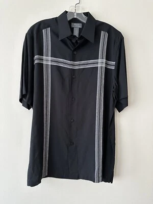 Camisa informal con botones Claiborne manga corta a rayas para hombre talla M Foto 1 de 4