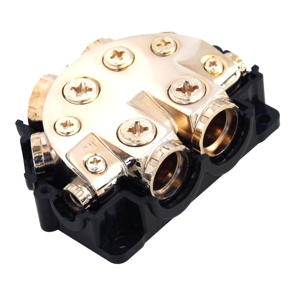 GOLD POWER GROUND DISTRIBUTION BLOCK MULTI GAUGE IN OUT CAR STEREO MARINE 12v US - Image 1 of 1