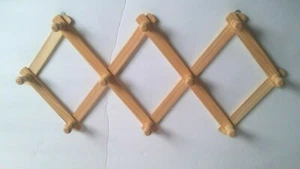 Light colored wood accordion folding rack mug hat keys coffee shop - Picture 1 of 4