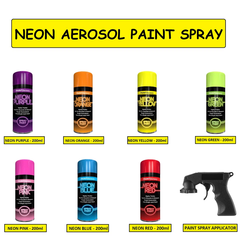 Neon Aerosol Spray Paint All-Purpose Use Matt Finish Wood Metal Spray Paint - Image 1 of 1