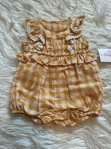 NWT! Bonnie Baby Size 3-6 months Orange and White One Piece Baby Girl - Picture 1 of 6