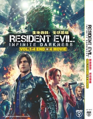 DVD~ANIME RESIDENT EVIL: INFINITE DARKNESS VOL.1-4 END + 4 MOVIE ENG DUB REG ALL - Image 1 of 4
