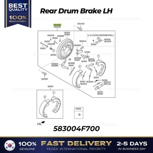 ⭐Genuine⭐ Rear Drum Brake LH 583004F700 for Hyundai H100 Porter II - Picture 1 of 1