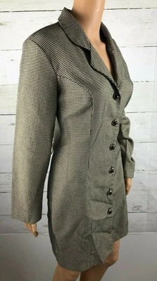 Vestido De Colección Rampage Talla 11 Abotonado Cincha Atado Pata de Gallo Manga Larga C72 Foto 1 de 4