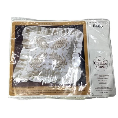 Colonial Welcome Embroidery Kit Creative Circle #0465 14" Pillow Pineapple White - Image 1 of 4