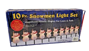 VTG 10 Pc Snowman Light Set Lawn Path Holiday Yard Decoration Outdoor Xmas - Picture 1 of 14