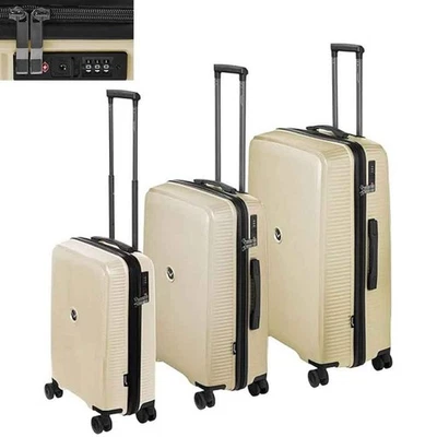 Reisekoffer mit 4 Rollen Koffer Set Trolley Taupe Beige Hartschalen 3tlg. TSA - Bild 1 von 4