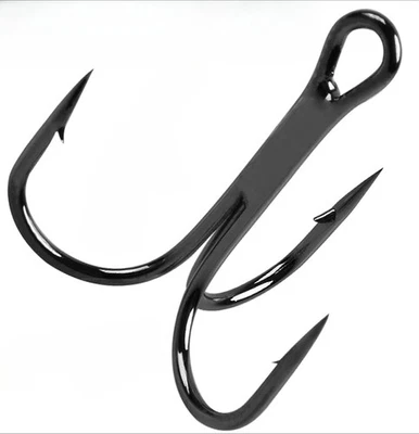 100X Black Strong High Carbon Steel Treble Hooks Fishing Triple Lures Hooks 10# - Image 1 of 4