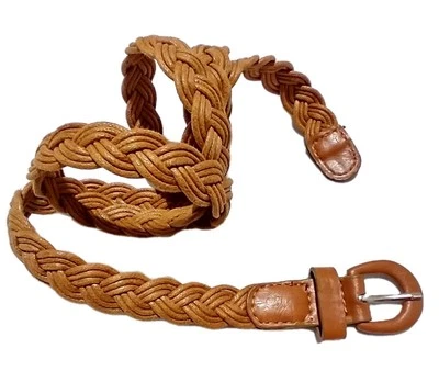 Belt Braided Waxed Rope Women's Skinny Approx 40" Long Brown W/ Covered Buckle - Image 1 of 4