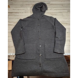 Patagonia 100% Merino Wool Hooded Button Up Sweater Women's Small Black - Picture 1 of 11