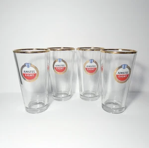 Amstel Light Lager 16 Unzen Biergläser / mit Goldrand Bargeschirr Trinkgeschirr - 4er Set - Bild 1 von 23