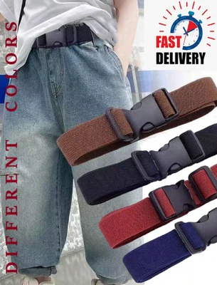OLATA Kids/Childrens Belts. Unisex Canvas Adjustable Stretch Belt with Plastic Buckle
