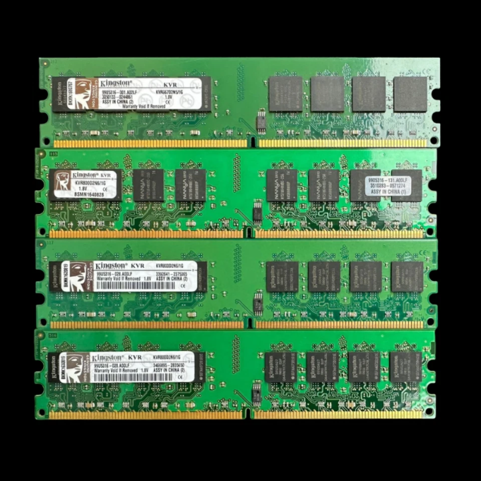 4x Kingston 1GB DDR2 800MHz PC2-6400 DIMM Desktop RAM (4GB totali) - Immagine 1 di 1