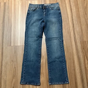 DKNY East Village Womens Jeans Mid Wash 6 Wide Leg Mid Rise Stretch Y2K - Picture 1 of 10