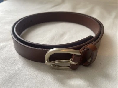 Lands' End Women’s Classic Leather 1"W Buckle Belt Cognac Brown New Medium 10-12 - Image 1 of 4