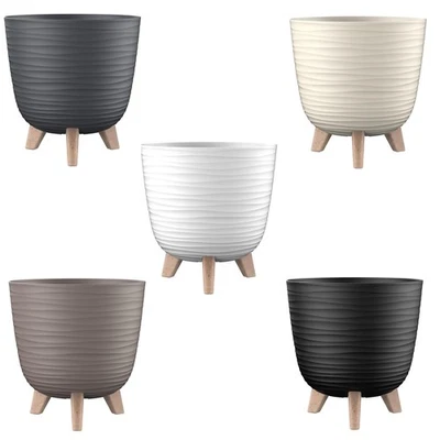 ENGELLAND Blumentopf mit Füßen & Bewässerungssystem Übertopf Für Innen- & Außen - Bild 1 von 4