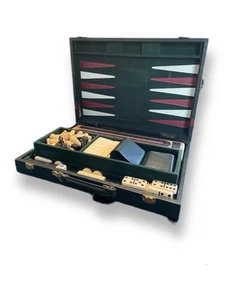 Vintage Reise Backgammon Dame Dominos Schach Cribbage Bakelit Chips - Bild 1 von 24