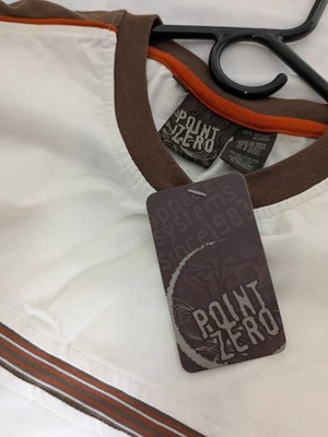 Point Zero Pull Over Long Sleeve Casual Shirt White and Brown Size Large W/Tags - Image 1 of 4