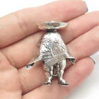 925 Sterling Silver Antique Art Deco Mexico Mexican Man in Poncho Pin Brooch