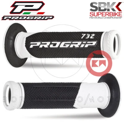 COPPIA MANOPOLE PROGRIP 732 FORATE GEL D.22-25 UNIVERSALI MOTO STRADA PISTA SBK - Imagen 1 de 2