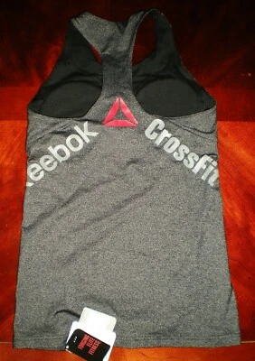 REEBOK CROSSFIT Women's Performance Tank Top Racers Back Play Dry Gray NEW - Image 1 of 4