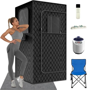 Home Portable Steam Sauna, 3Ft*3Ft*6Ft Sauna Tent Sauna Box with 3L 1200W Steame - Picture 1 of 7