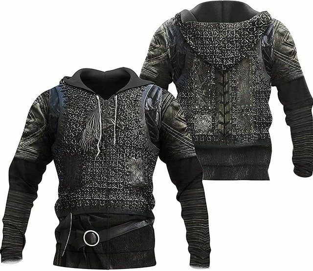 Fantasia masculina Vikings Ragnar Lothbrok Plus Size, Preto, 3X