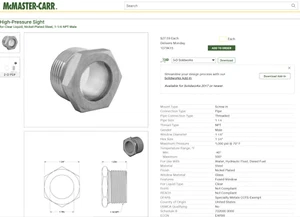 McMaster High-Pressure Sight Clear Liquid Nickel-Plated Steel 1-1/4 NPT Male - Bild 1 von 4