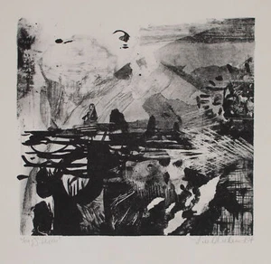 Sinai Israel Berglandschaft Abstrakt unleserlich sign Lithografie 1964 61/100 - Bild 1 von 4