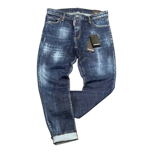 New DSQ2 Cool Guy Slim Men's Stretchy Washed Casual Blue Jeans - Picture 1 of 4