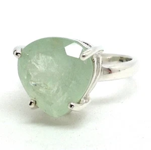 aquamarine trillion ring solid Sterling Silver, size N, faceted, new. - Picture 1 of 3