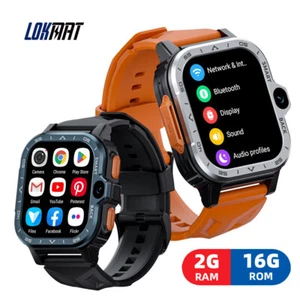 4G Android Smartwatch 2G+16G GPS WiFi Dual Camera, Male & Female Black/Orange - Picture 1 of 11