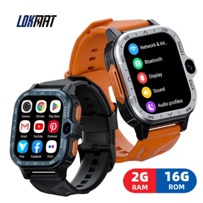 Reloj inteligente 4G Android 2G+16G GPS WiFi cámara doble, macho y hembra negro/naranja Foto 1 de 4