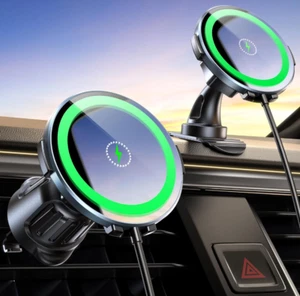 Chargeur Voiture Magnétique Sans Fil 30W Qi Support Téléphone iPhone USB Type-C - Photo 1 sur 6