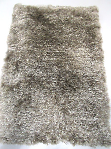 Soft Shaggy Wool Rug 2ft x 3ft  Fluffy Carter Shag Taupe 91549 Poly Wool Shag