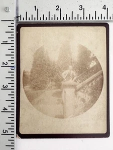Photograph Vintage Kodak Circular Card Boy on Stoop Stairs in Suit Kodak 4x5" - Picture 1 of 2